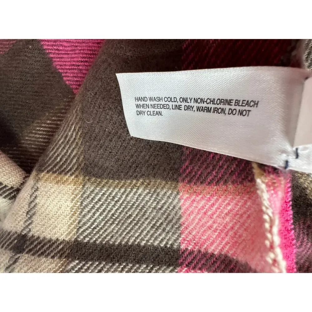 Gap Pink Brown Plaid Womens Rectangle Scarf 24